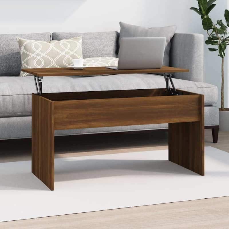 vidaXL Coffee Table Lift Top End Table Accent Side Sofa Table Engineered Wood - 40.2" x 19.9" x 20.7" - Brown oak