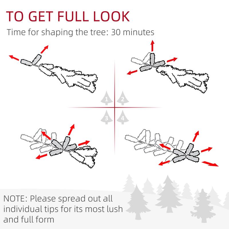 HOMCOM Flocked Artificial Pencil Tree - Realistic Branches, Plastic Base, White