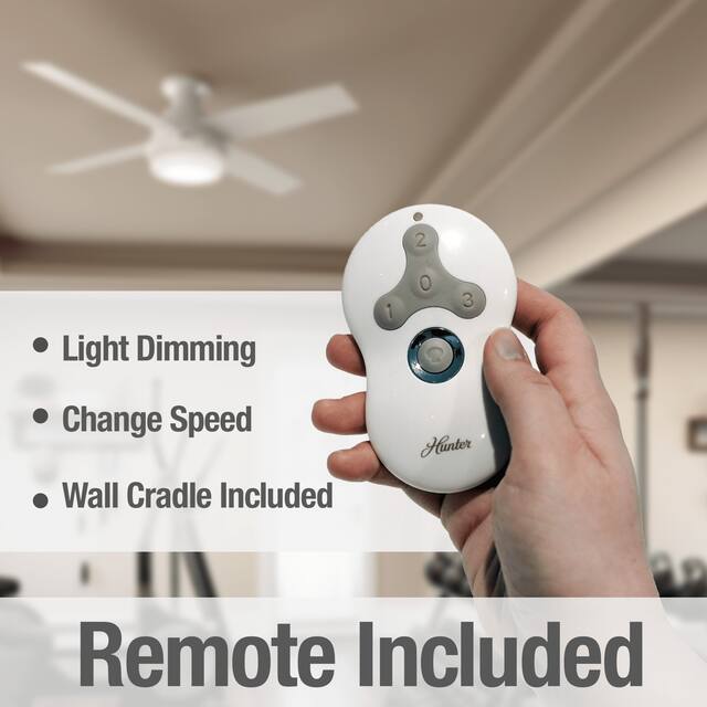 Hunter 52" Dempsey Flush Mount Ceiling Fan w/ LED Light Kit and Handheld Remote
