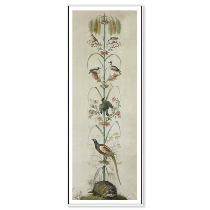 Birds and Flowers Panoramic Canvas by Art Remedy - White - 20" x 54"