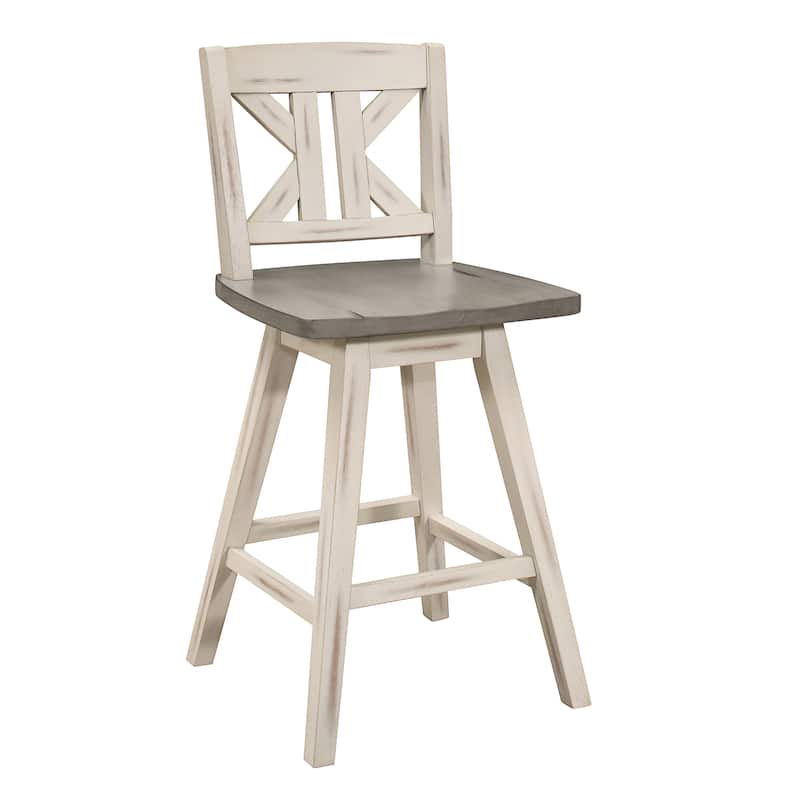 Roux Swivel Counter Height Barstool (Set of 2) - White/Grey (K-Back)