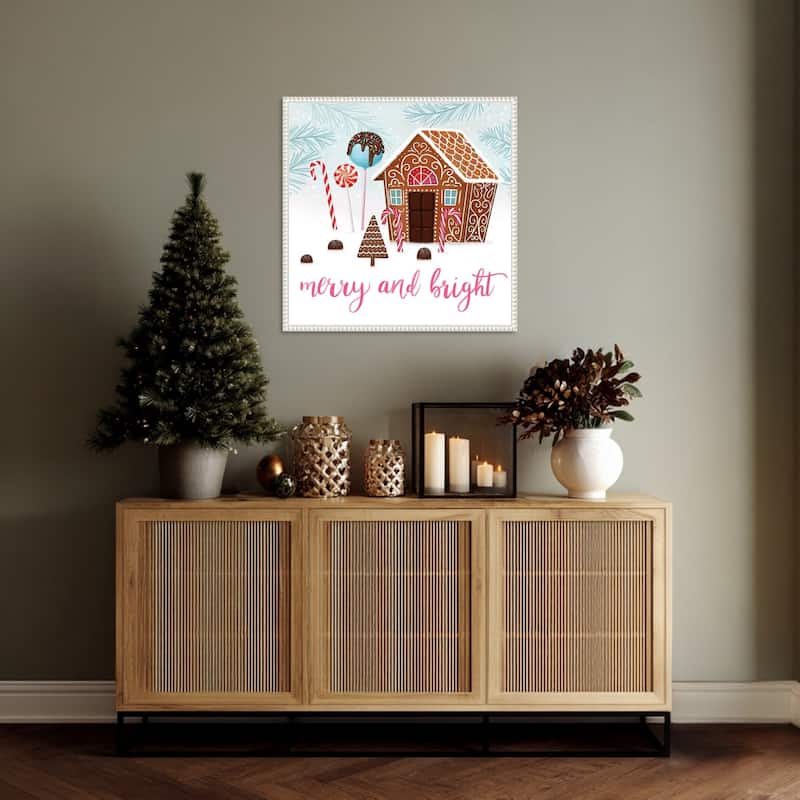 Sweet Holidays II by Victoria Borges (22 x 22 in.), Framed Canvas Wall Art Print - Sylvie Beaded White