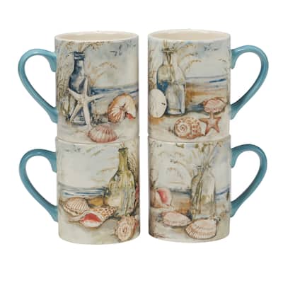 Certified International Coastal Landscape 16 oz. Mugs, Set of 4 Assorted Designs