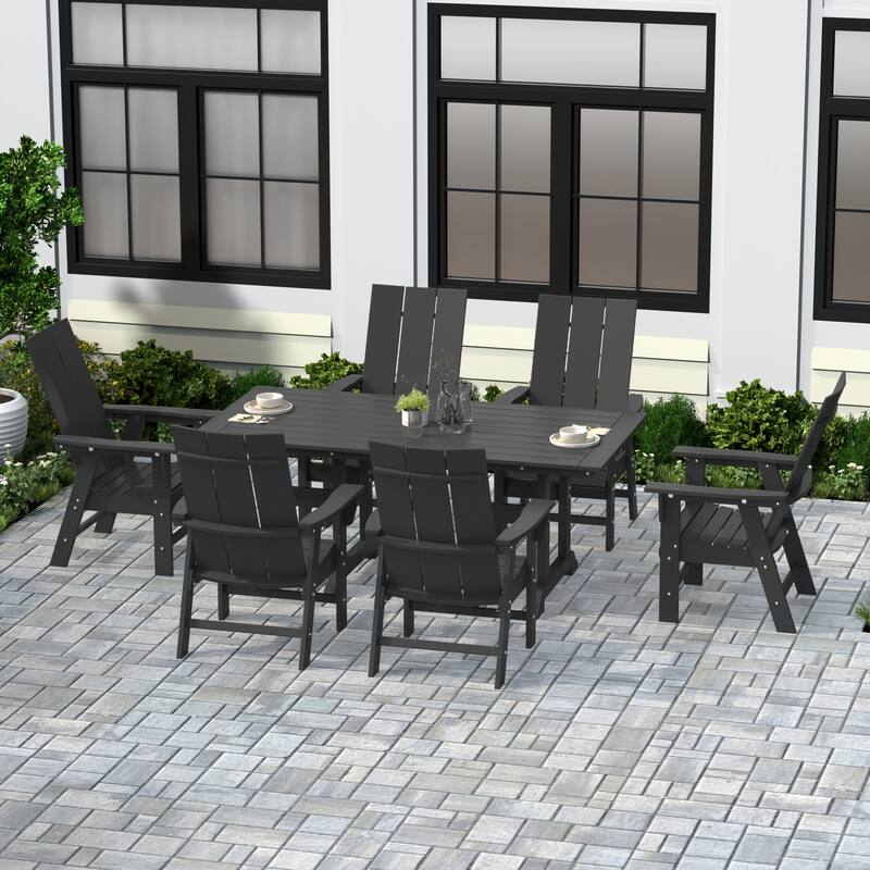 Shoreside 7-Piece Rectangular Poly Eco-Friendly All Weather Outdoor Dining Set