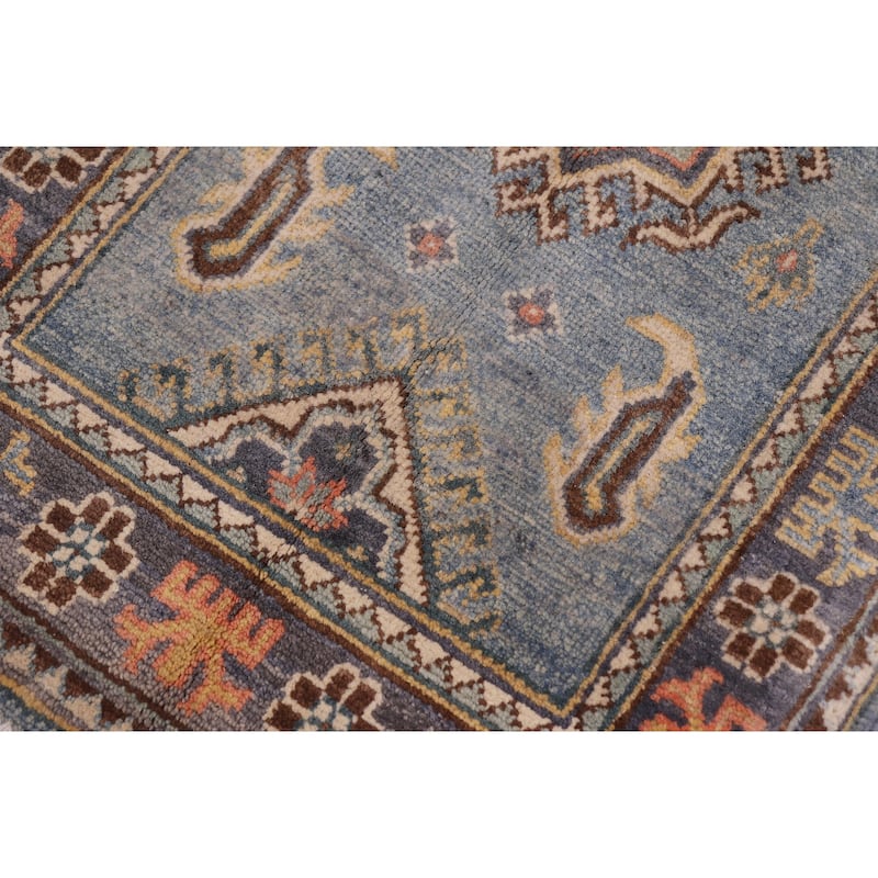 Tribal Kazak Allan Light Blue/Gray Wool Rug - 2'0'' x 3'0''