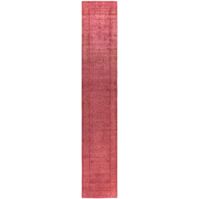 Overdyed One-of-a-Kind Hand-Knotted Area Rug - Pink - 2' 6" x 14' 2"