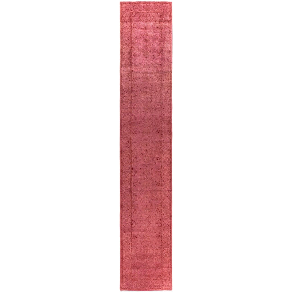 Overdyed One-of-a-Kind Hand-Knotted Area Rug - Pink - 2' 6" x 14' 2"