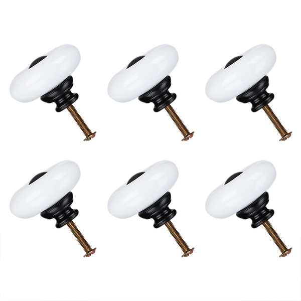 6pcs Ceramic Knobs Pull Handle Furniture Drawer Cabinet Cupboard Wardrobe Dresser Storage Boxes Accessories 32mm Dia White