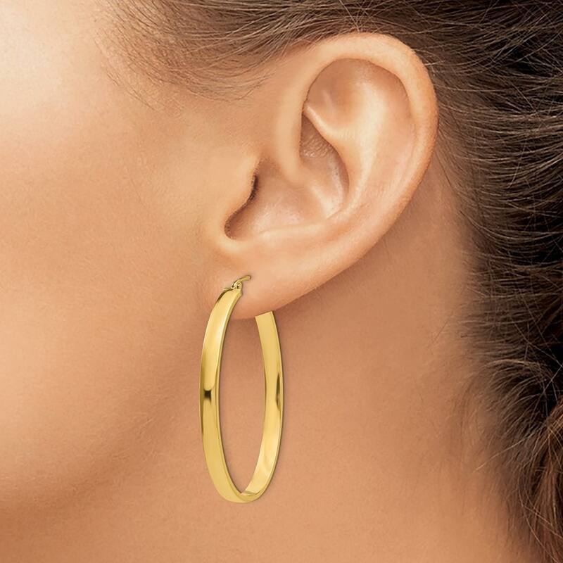 Curata 14k Yellow Gold Polished Lightweight 4X30mm Oval Hoop Earrings