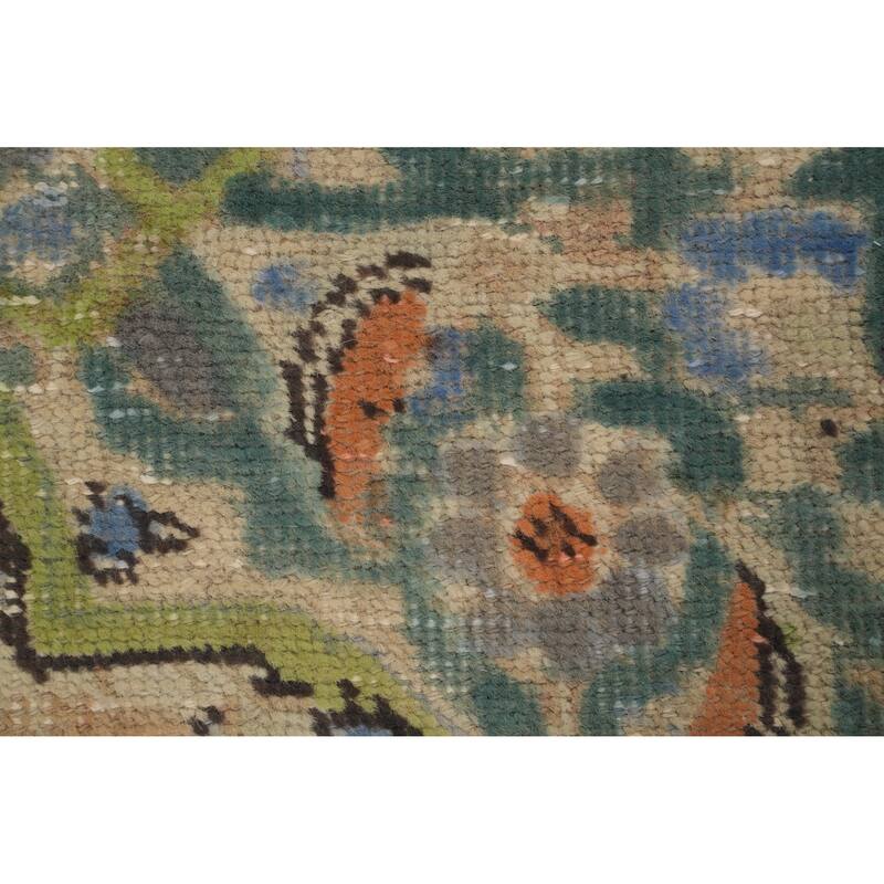 Hand Knotted Oriental 100% Wool Carpet Traditional Floral Green Tabriz Area Rug - 11' 0'' X 8' 0''
