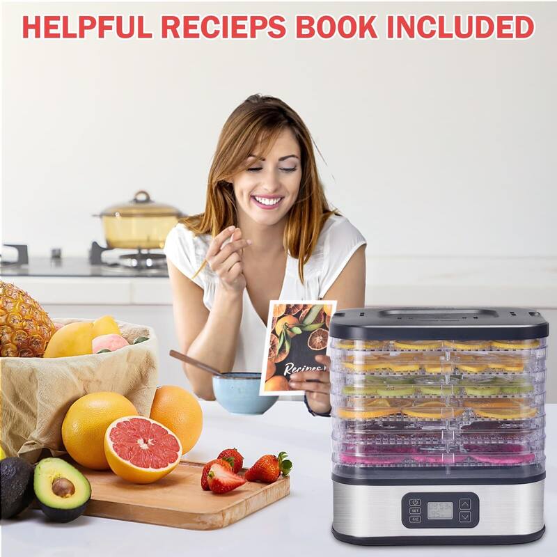 Food Dehydrator, Stainless Steel Trays Dehydrators for Food and Jerky, Herbs, Fruit, Dehydrator Machine with Digital Timer