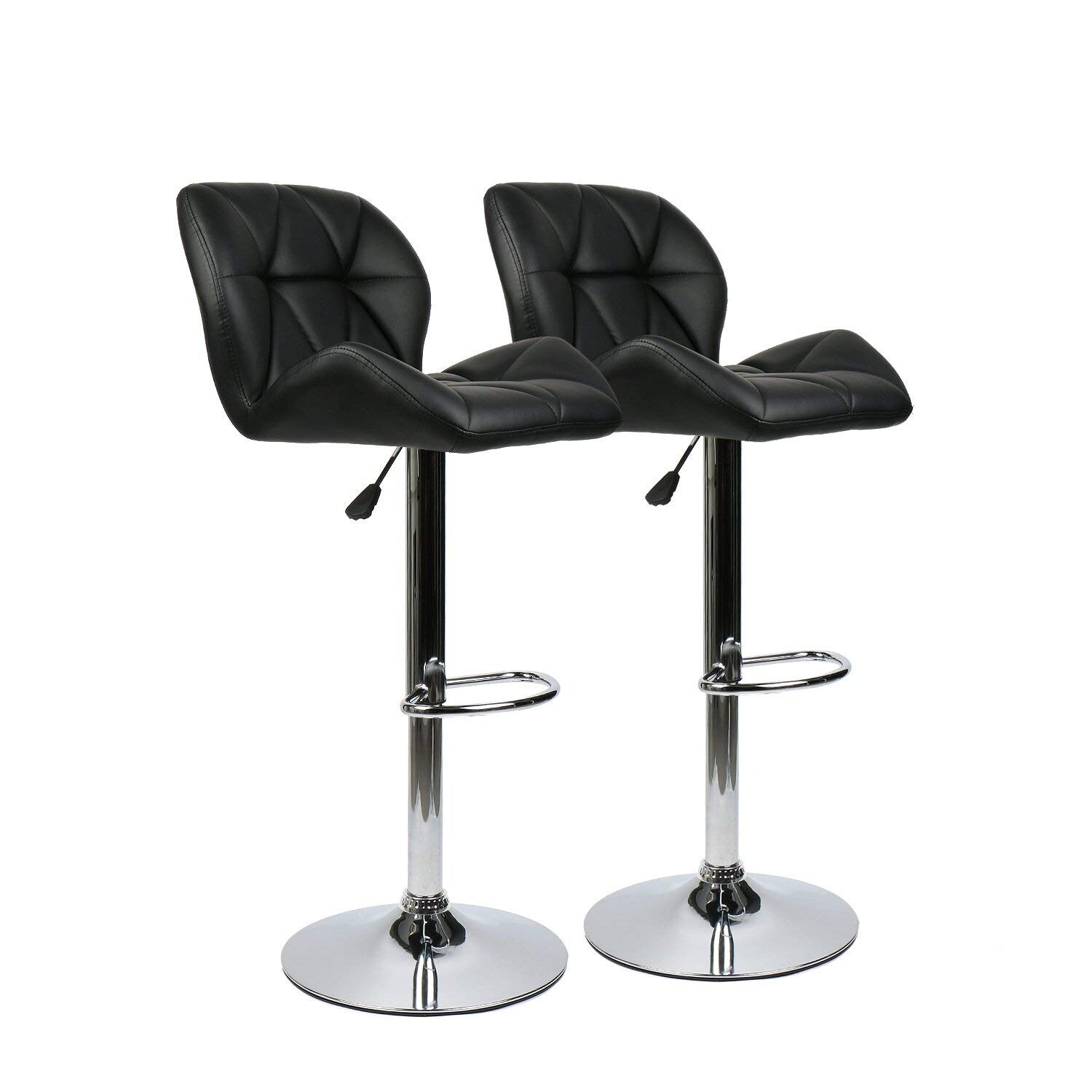 Modern Set of 2 Bar Stool PU Leather  Hydraulic Swivel Dining Countertop Chair 