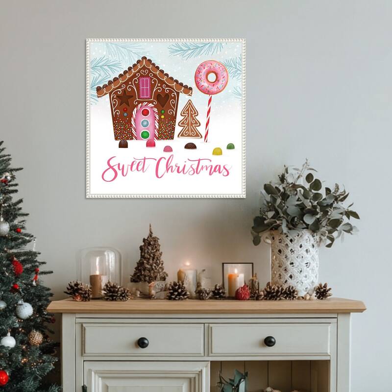 Sweet Holidays I by Victoria Borges (22 x 22 in.), Framed Canvas Wall Art Print - Sylvie Beaded White