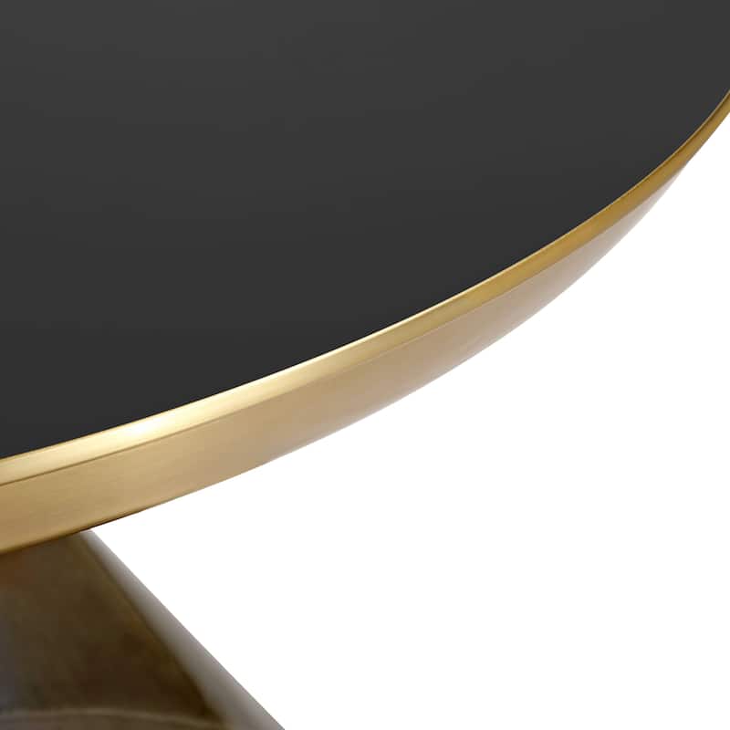 30-Inch Coffee Table Round Glass Tabletop with Gold Iron Rim and Glass Base