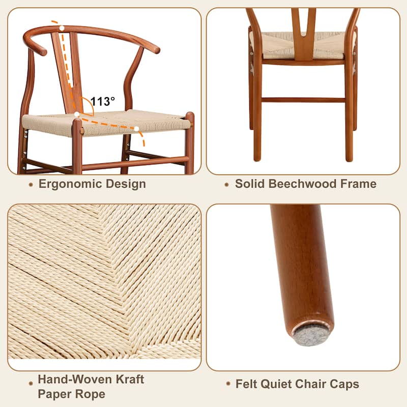 Set of 2 Handwoven Boho Dining Chairs