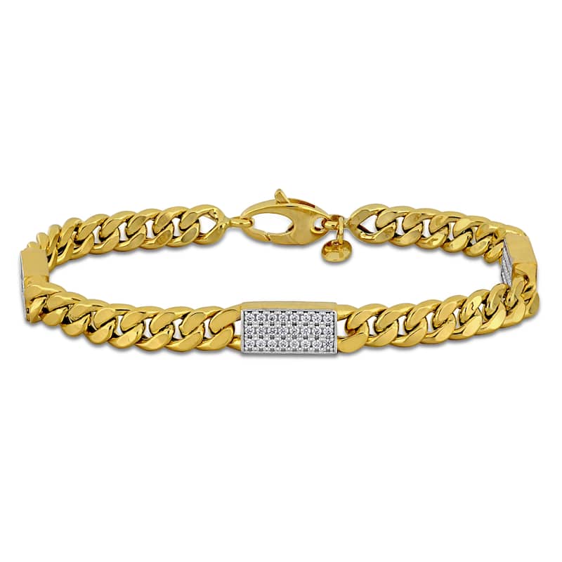 Miadora 1 1/6ct TGW Cubic Zirconia Curb Link Bracelet 14k Two-Tone Gold-7.5 in