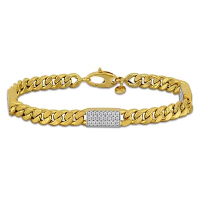 Miadora 1 1/6ct TGW Cubic Zirconia Curb Link Bracelet 14k Two-Tone Gold-7.5 in