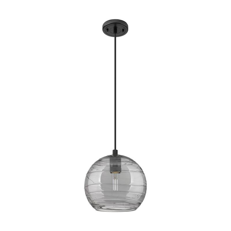 Innovations Lighting Downtown Urban - Crown Point - 1 Light 8" Athens Deco Swirl Cord Hung Pendant - Matte Black