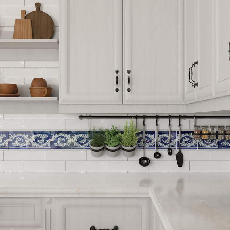 Merola Tile Provincial Deco Marina 6" x 6" Porcelain Wall Tile - (1 Tile)