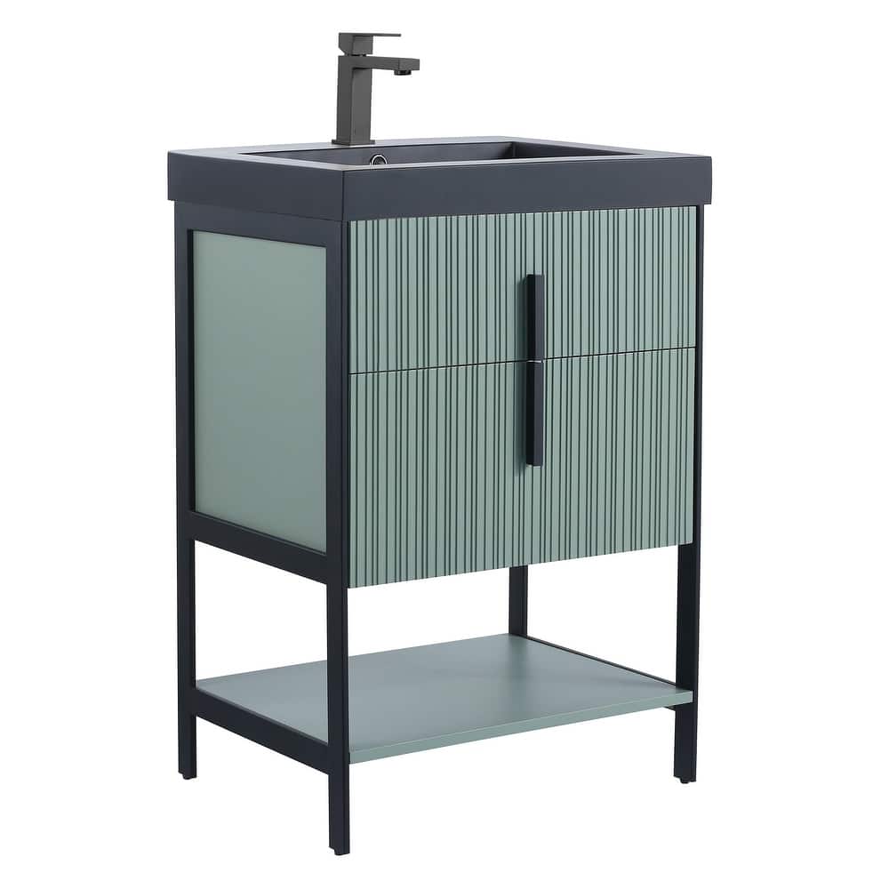 Fine Fixtures Serenity Modern Bathroom Vanity with Black Gel Acrylic Top