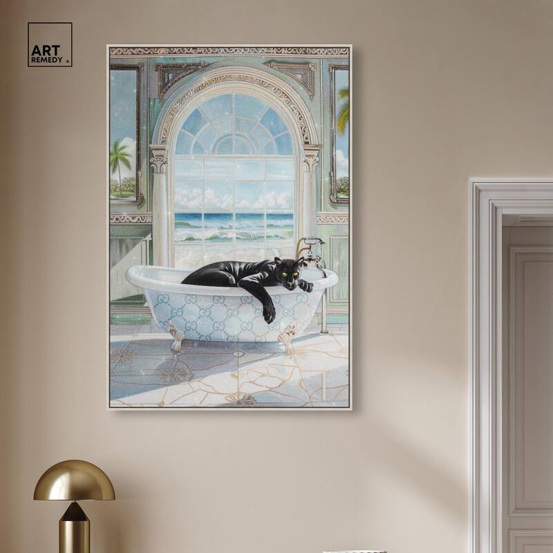 Panther Arch Bathroom Glam Canvas by Art Remedy