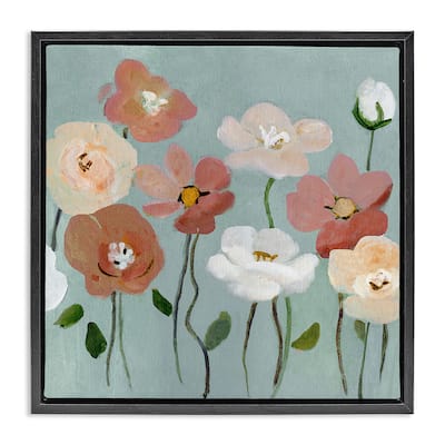 Stupell Boho Blooms on Blue Framed Floater Canvas Wall Art Design By Charity Henderson