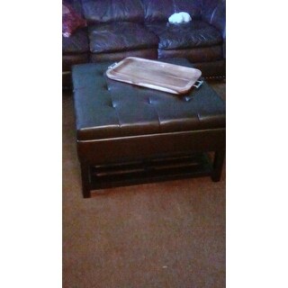 Shop Miriam Wood Square Storage Ottoman Bench With Bottom Rack By