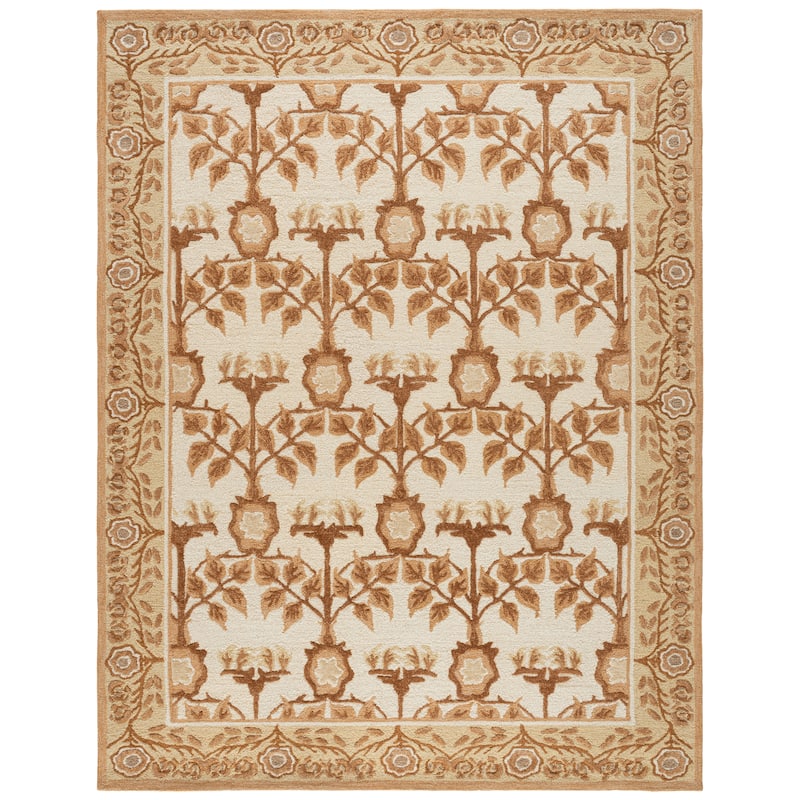 SAFAVIEH Handmade Earthly Treasure Aurelija Traditional Wool Rug - 8' x 10' - Ivory/Brown