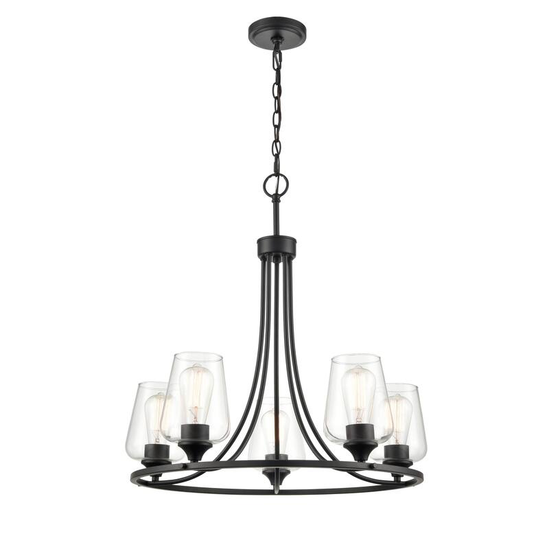 Millennium Lighting Ashford 5 Light Chandelier in Multiple Finishes with Clear Glass Shades