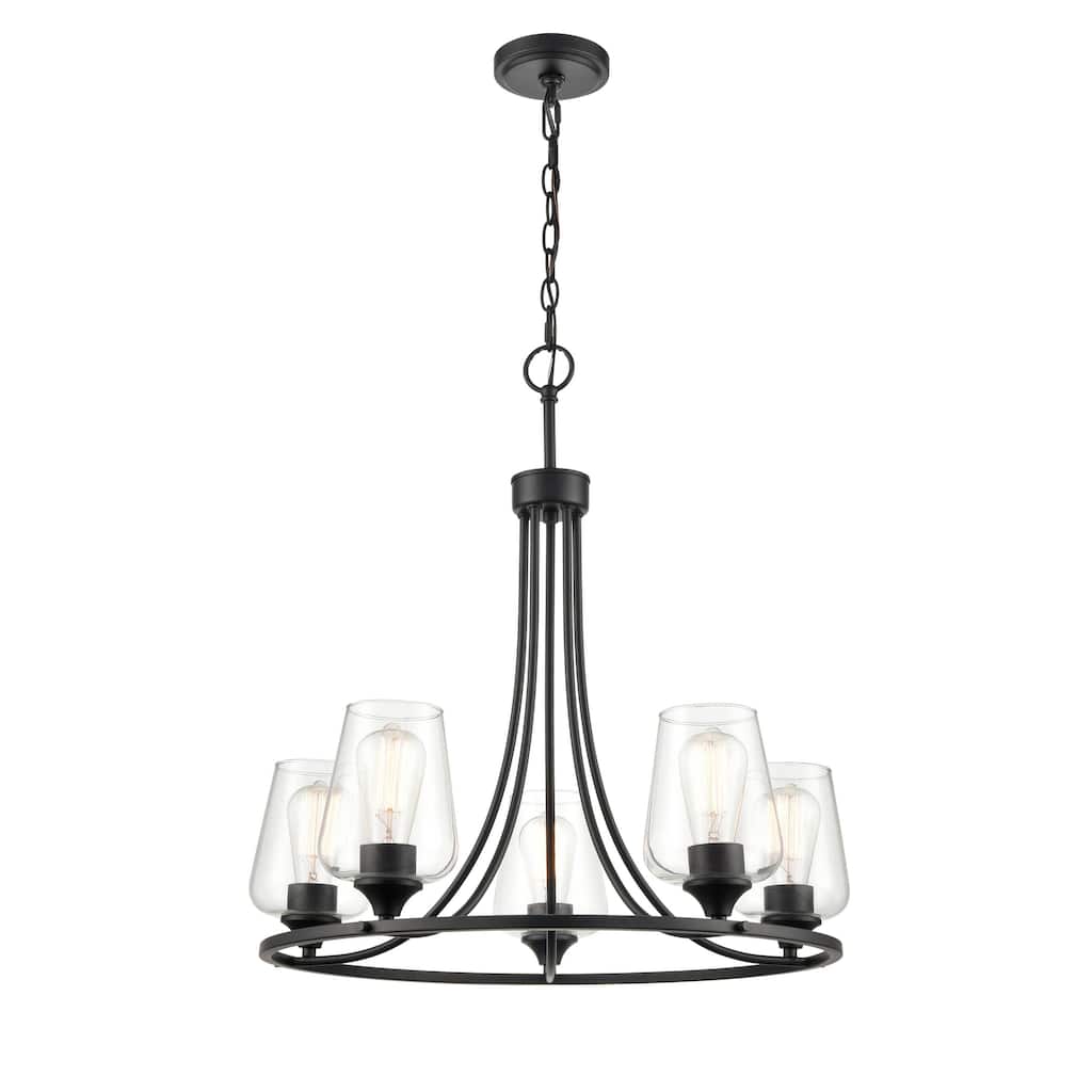 Millennium Lighting Ashford 5 Light Chandelier in Multiple Finishes with Clear Glass Shades