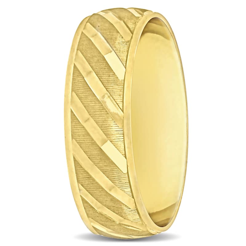 Miadora 6 mm Mens Ribbed Wedding Band in 10k Yellow Gold