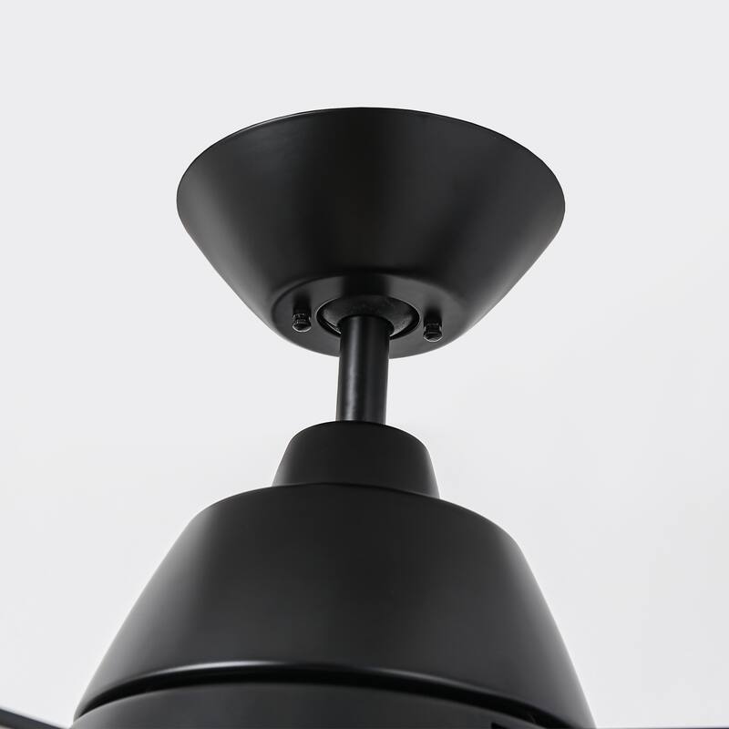 52-inch Modern Black Wooden Ceiling Fan with LED Light and Remote