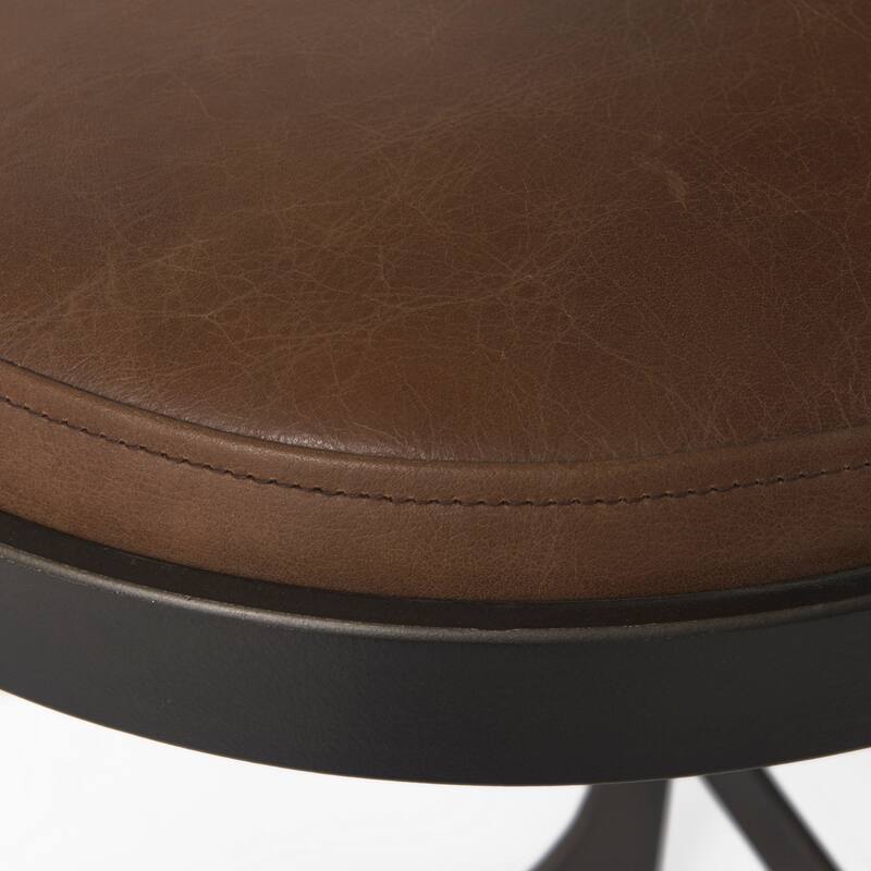 Tyson Black Genuine Leather with Dark Gray Metal Frame Counter Stool