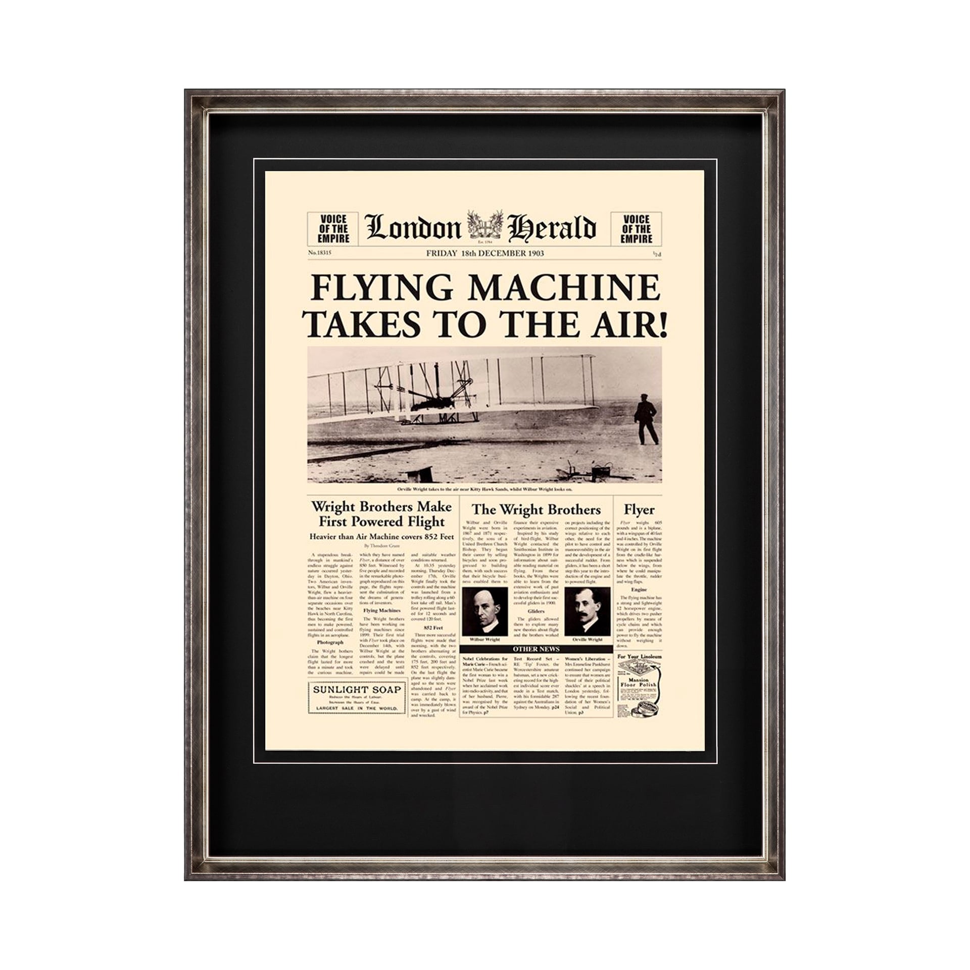 Mercana Flying Machine Takes to the Air! Hand Embelished Framed Art Photo Matted under Glass