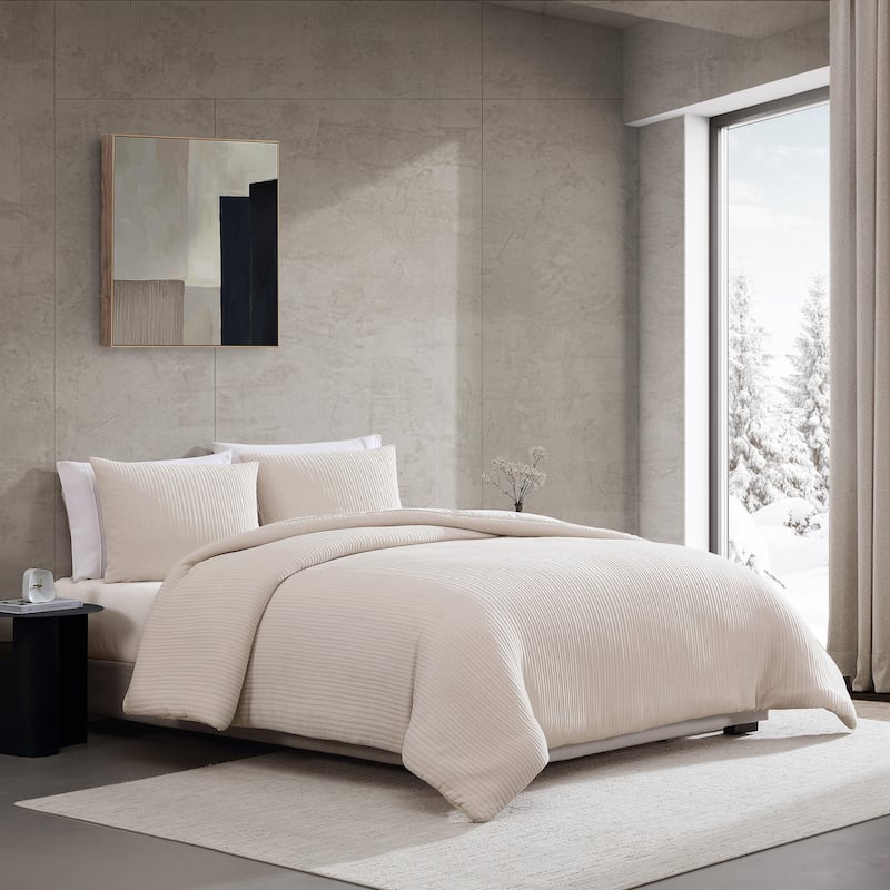Vera Wang Chenille Beige Reversible Comforter Set