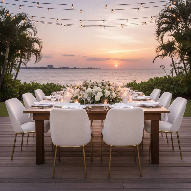 Lumen Modern Upholstered Kitchen Dining Chair with Gold Steel Legs Ergonomic Accent Chair