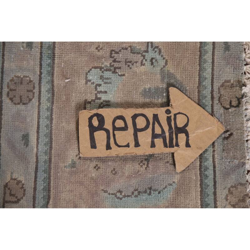 Hand Knotted Oriental 100% Wool Carpet Traditional Floral Brown Tabriz Area Rug - 9' 4'' X 6' 8''