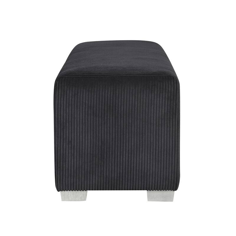 Furniture of America Goffney Chenille Bench with Fireplace Simulator and Bluetooth Audio