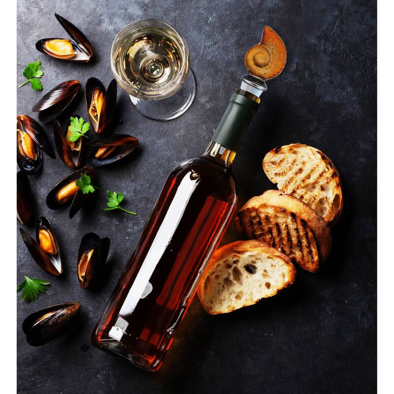Cheers Nautilus Sea Shell Glass Wine Stopper - Vacuum Seal Reusable - 5 inches