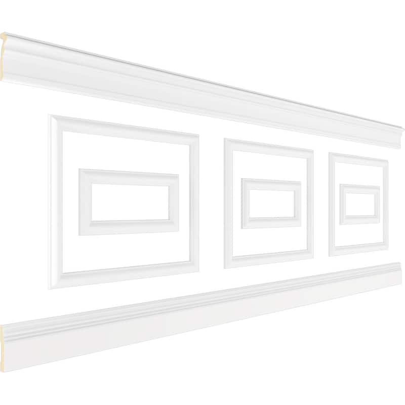 94 1/2"L Ashford Square Double Panel Traditional Wainscot Paneling Kit - Adjustable from Heights