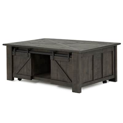 Magnussen Home Garrett Weathered Charcoal Rectangular Lift Top Cocktail Table with Casters - 50''W x 28''D x 18''H