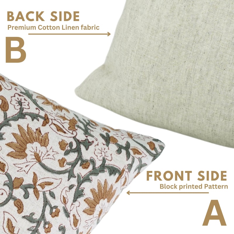 Cotton Linen Bohemian Block print pillow Cover- Madhav
