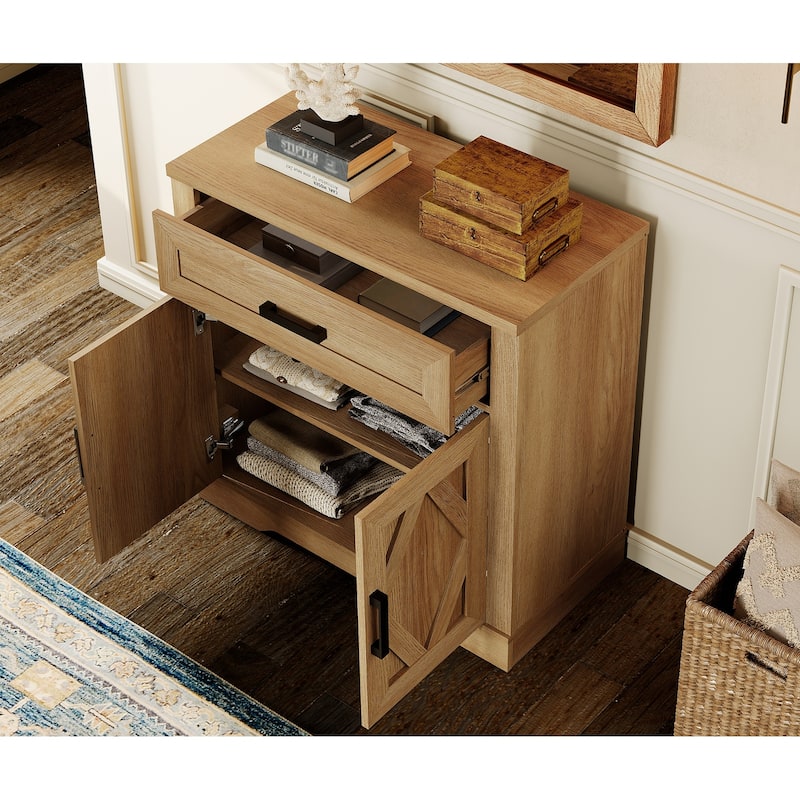 Large TV Stand,3/4-in-1 Farmhouse TV Console Table with Storage Barn Door Cabinet