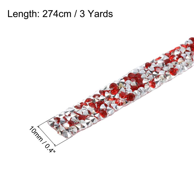 1 Pcs Resin Rhinestones Trim 3 Yards Self Adhesive Diamond Ribbons - Red - 0.4 inch