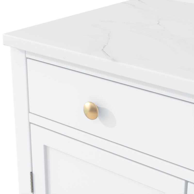 Anmytek White Freestanding Kitchen Pantry Cabinet, Buffet Coffee Bar Storage with Drawer Shelves for Dining