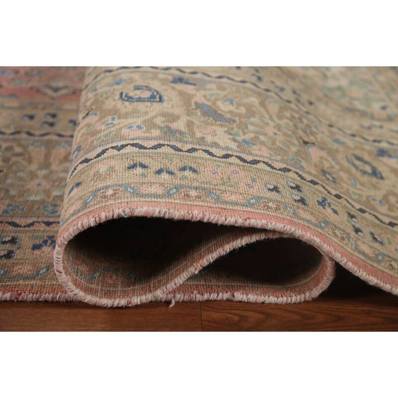 Traditional Mashad Persian Vintage Area Rug Handmade Wool Carpet - 9'5" x 12'5"