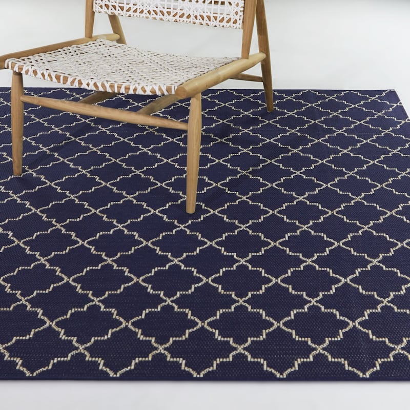 Germaine Trellis Patio Area Rug - 5'3" x 7' - Navy Blue