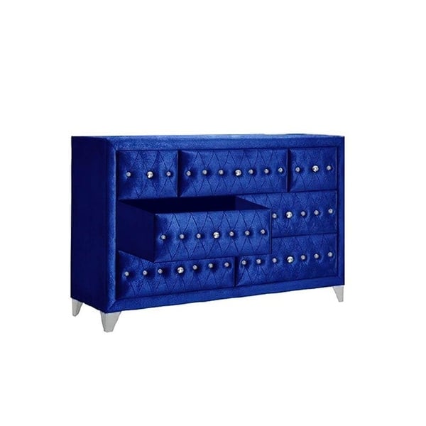 Dresser w/7 Drawers in Gray/Blue Velvet,Glam Style - Bed Bath & Beyond -  31747618