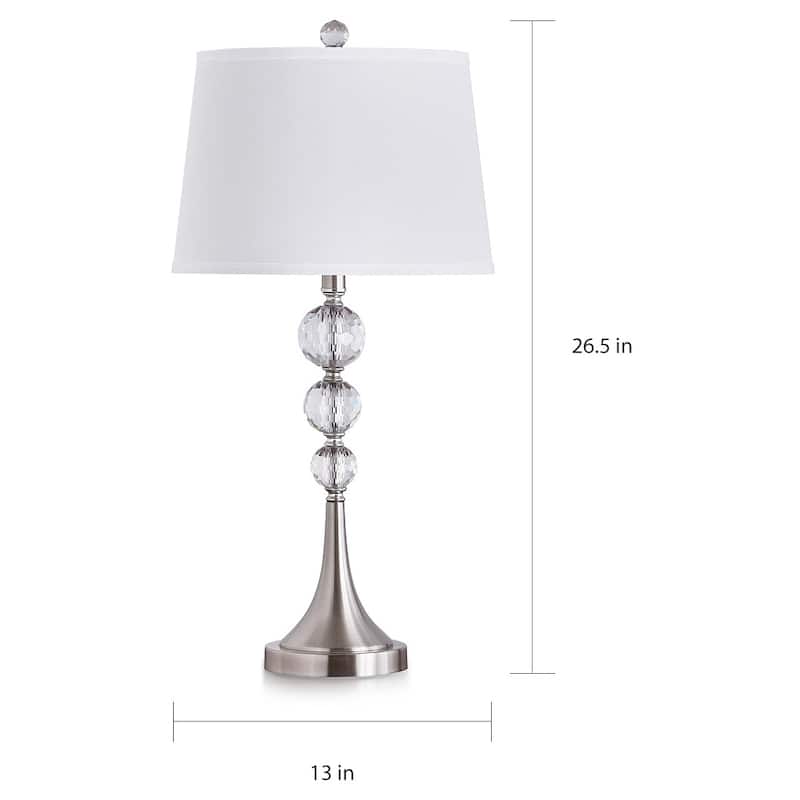 Madison 27-inch Crystal Ball Metal Table Lamp (Set of 2)