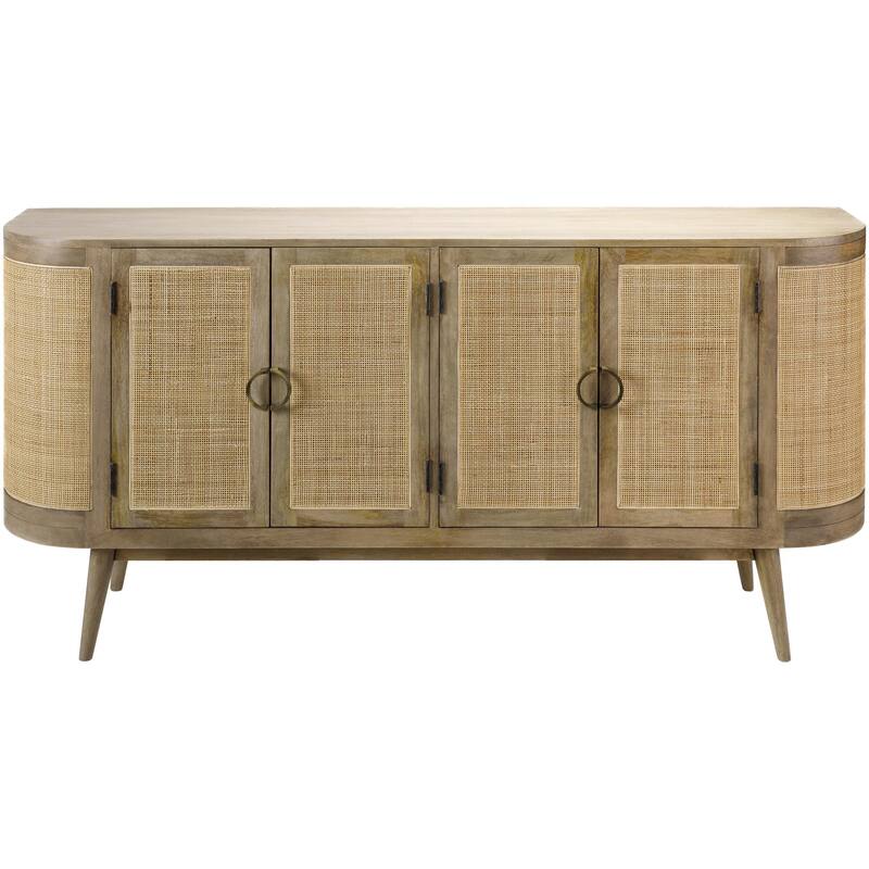 Vincie Hand Crafted Wood and Rattan Sideboard